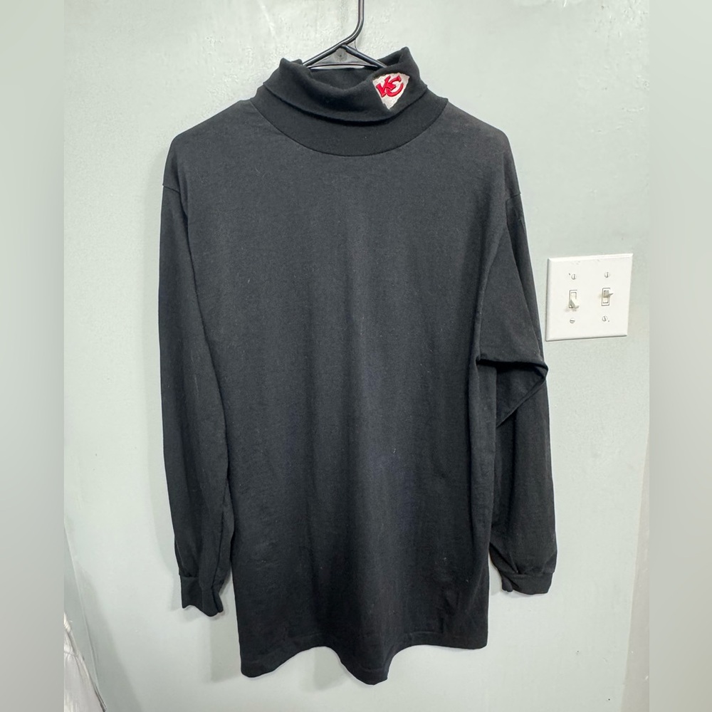 vintage NFL Kansas City Chiefs embroidered turtleneck long sleeve shirt Black XL